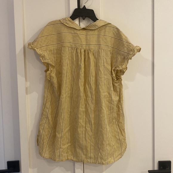 Yellow and white plaid button down - Picture 2 of 5